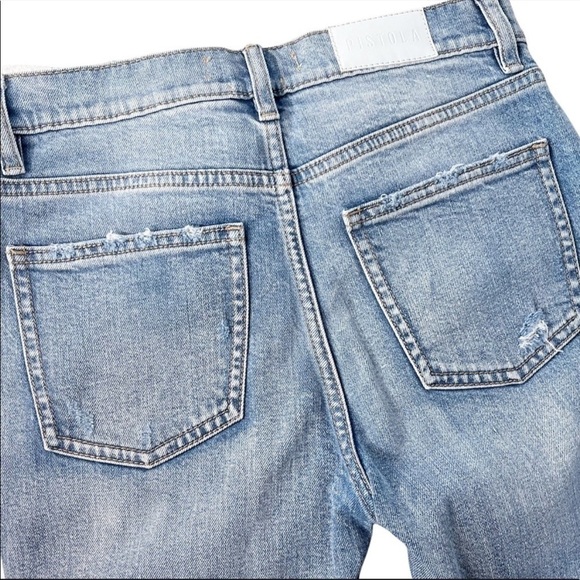 PISTOLA Distressed Button Fly High Rise Denim Jeans Size 25 in Medium Blue - Picture 9 of 16